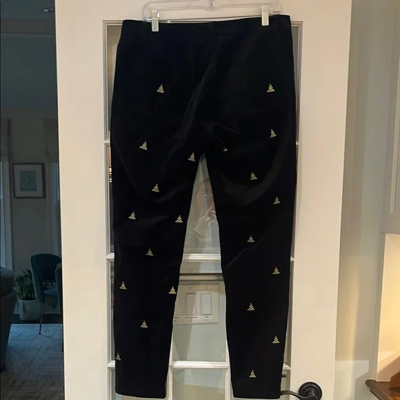 J McLaughlin black velvet Xmas tree Embroidered pants - Picture 2 of 5